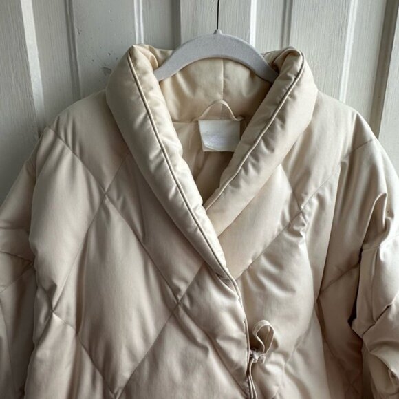 Scandia Home Quilted Down Wrap Jacket Coat Cream - Picture 2 of 8